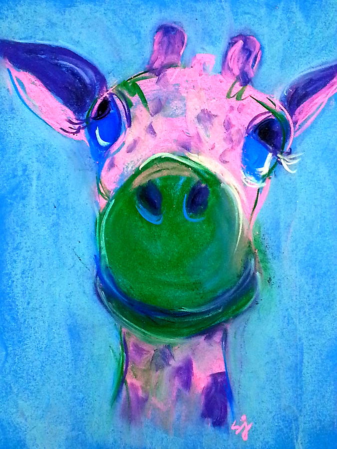 Funky Giraffe in Pink Painting by Sue Jacobi