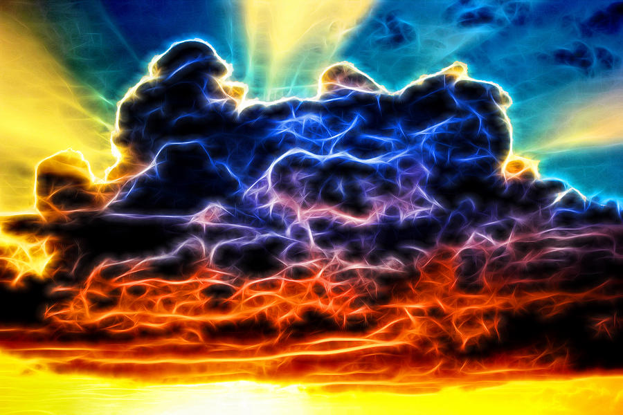 Funky Glowing Electrified Rainbow Clouds Abstract Photograph by Shelley Neff