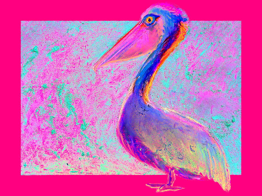 Funky Goofy Colorful Pelican Art Prints Painting by Sue Jacobi