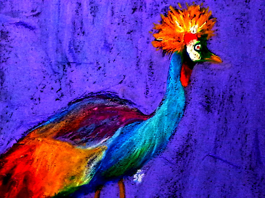 Bird Painting - Funky Grey Crowned Crane Art Prints by Sue Jacobi
