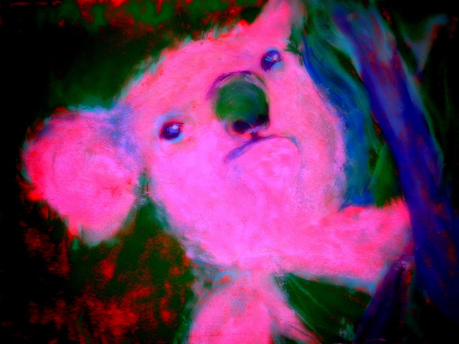 Animal Painting - Funky Koala Bear in Pink by Sue Jacobi