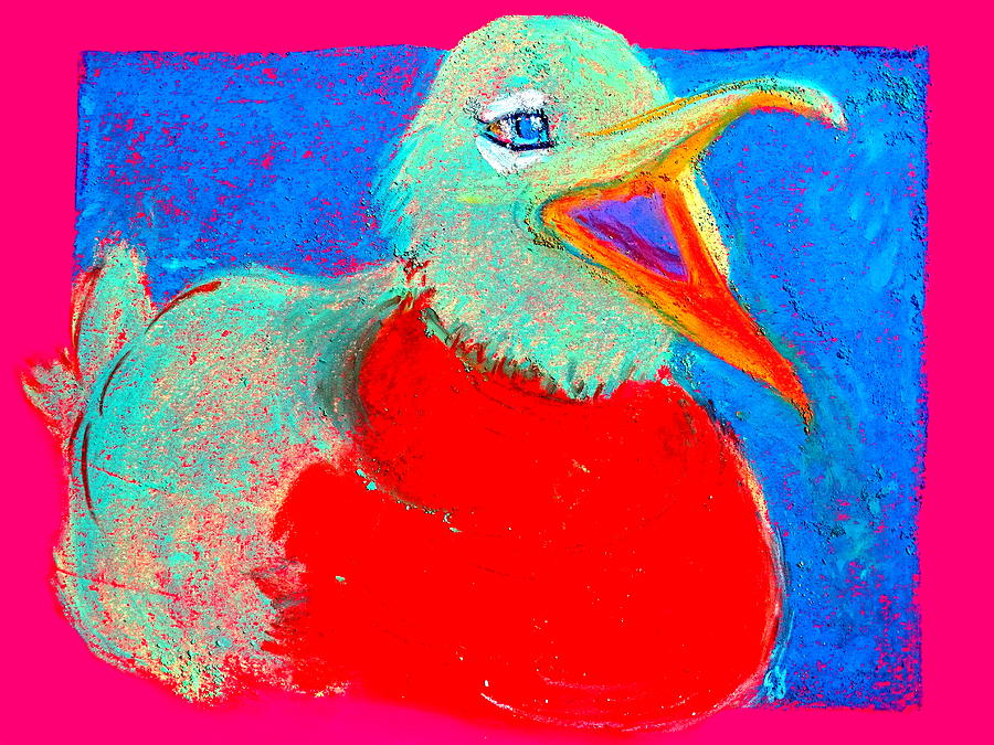 Seagull Painting - Funky Laughing Gull Bird Art Prints by Sue Jacobi