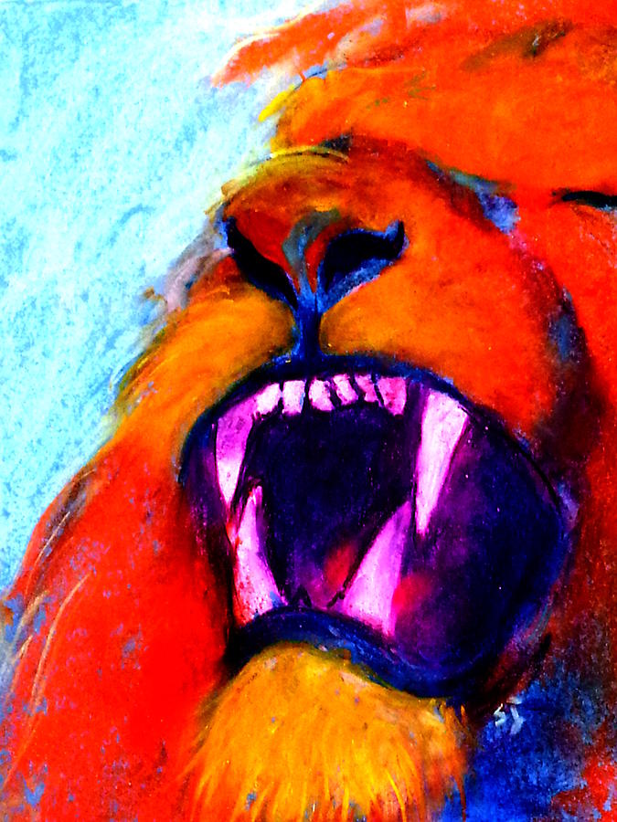 Funky Lion Roaring Jungle King Painting by Sue Jacobi