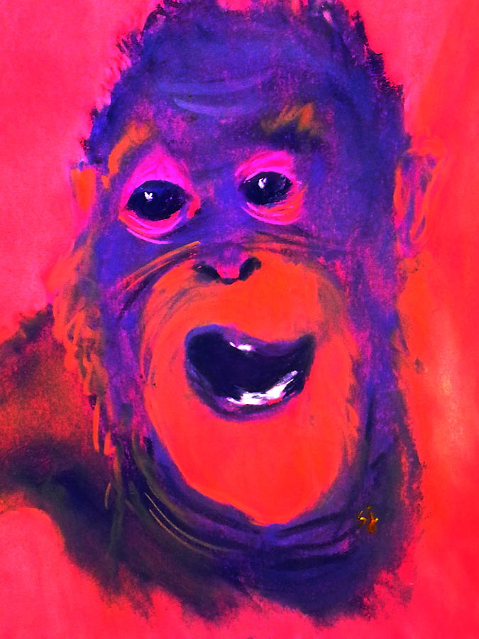 Animal Painting - Funky Monkey Happy Chappy by Sue Jacobi