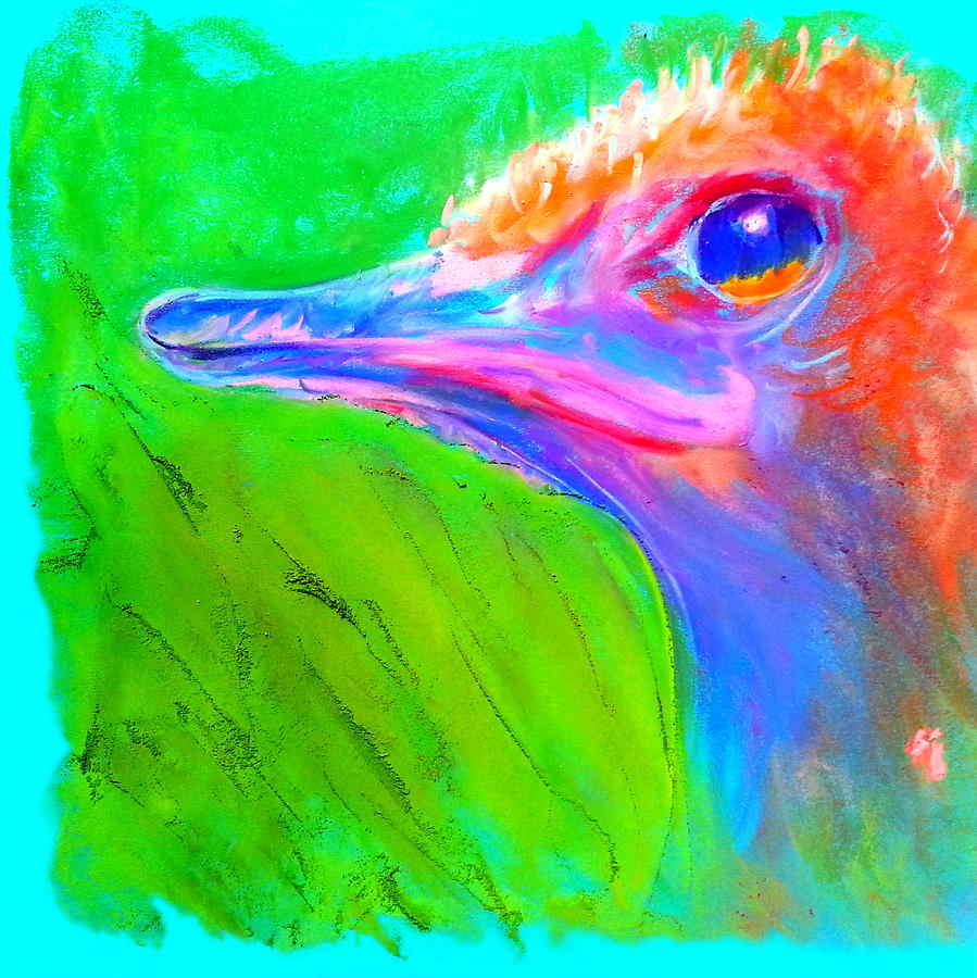 Funky Ostrich Profile Painting by Sue Jacobi