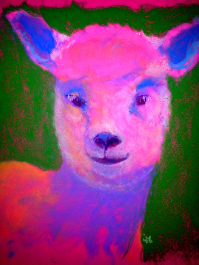 Animal Painting - Funky Pinky Lamb Art Print by Sue Jacobi
