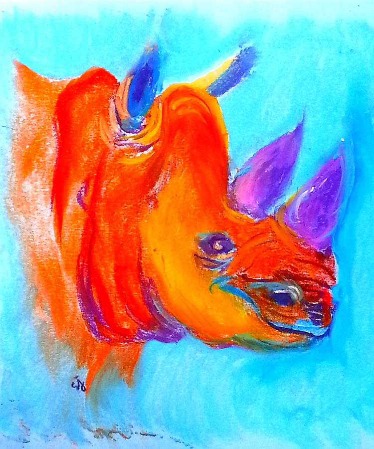Funky Rhino African Jungle Painting by Sue Jacobi