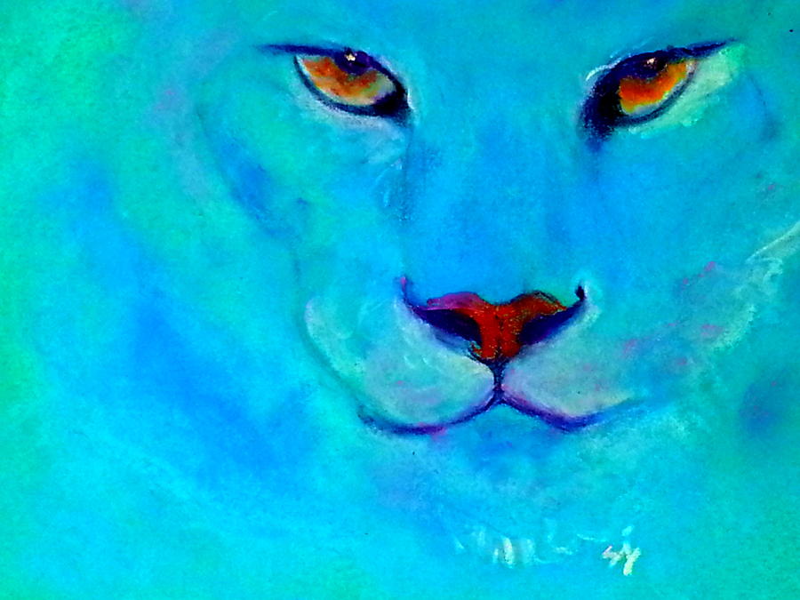 Funky Snow Leopard Turquoise Painting by Sue Jacobi