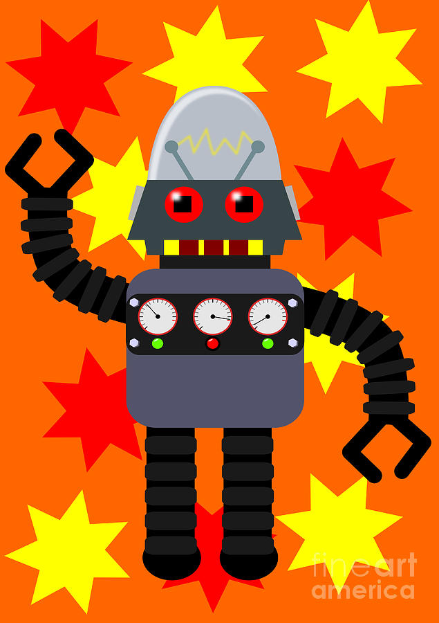 Funny angry robot Digital Art by Martin Capek