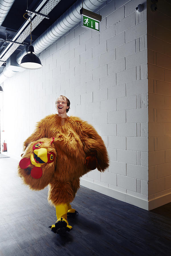 Funny chicken costume mascot smiling after event Photograph by Kelvin Murray