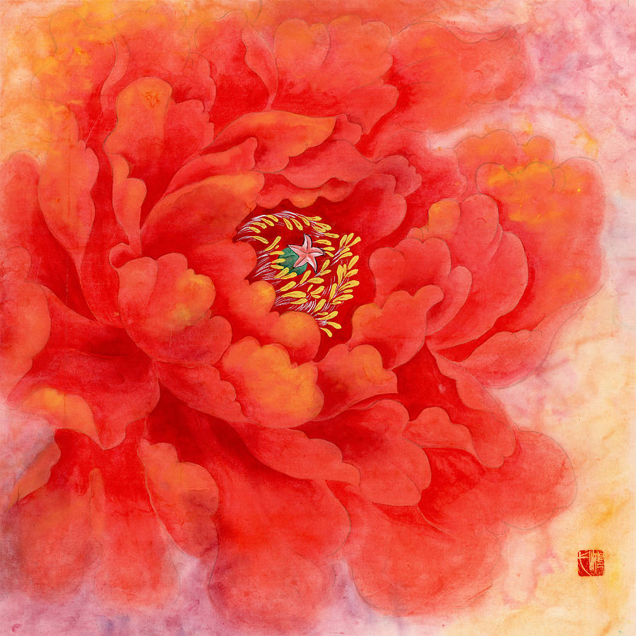 Red flower- Chinese watercolor Painting by Tina Zhou | Fine Art America