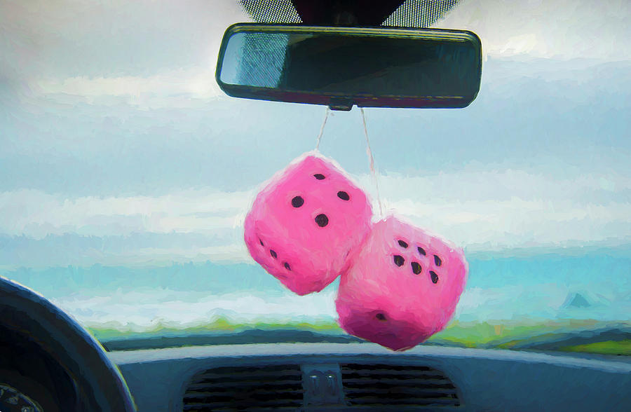 Furry Dice Hanging In A Car by Panoramic Images