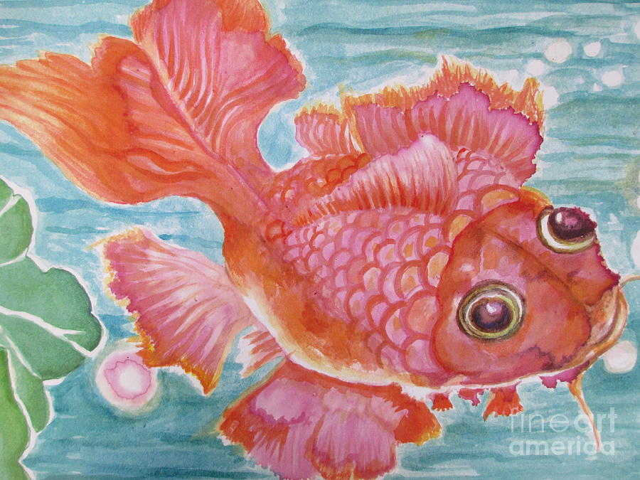 Fuschia Goldfish Painting by Lynn Maverick Denzer