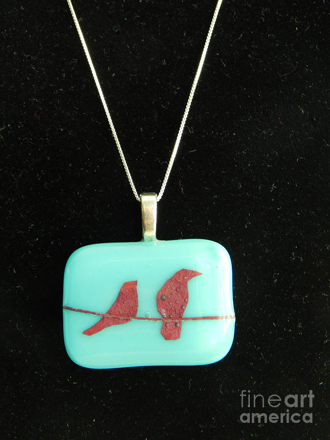 Fused Glass Bird Pendant Jewelry by Patricia Tierney