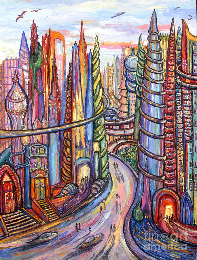 Fantasy Painting - Future City by Arthur Robins