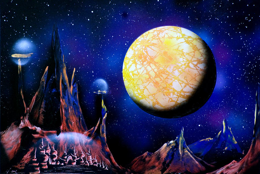 Future City in Space Painting by Ronny Or Haklay
