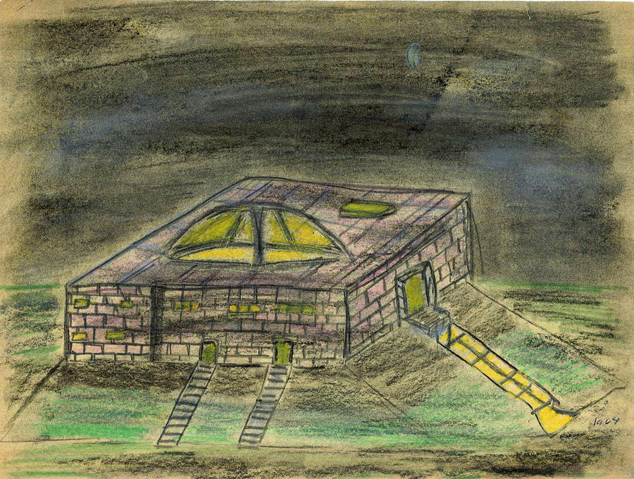 Future House at Night Drawing by Michael Anthony Edwards