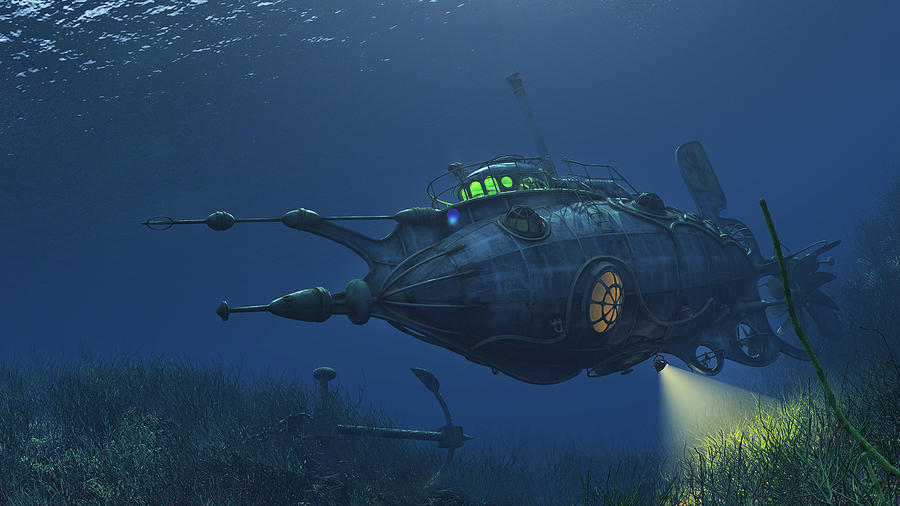 Futuristic Steampunk Submarine Photograph by Inhauscreative