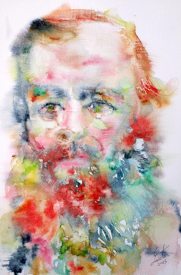 FYODOR DOSTOYEVSKY - watercolor portrait.4 Painting by Fabrizio Cassetta