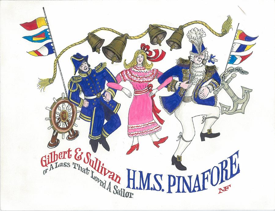 G and S  HMS Pinafore Drawing by Marty Fuller