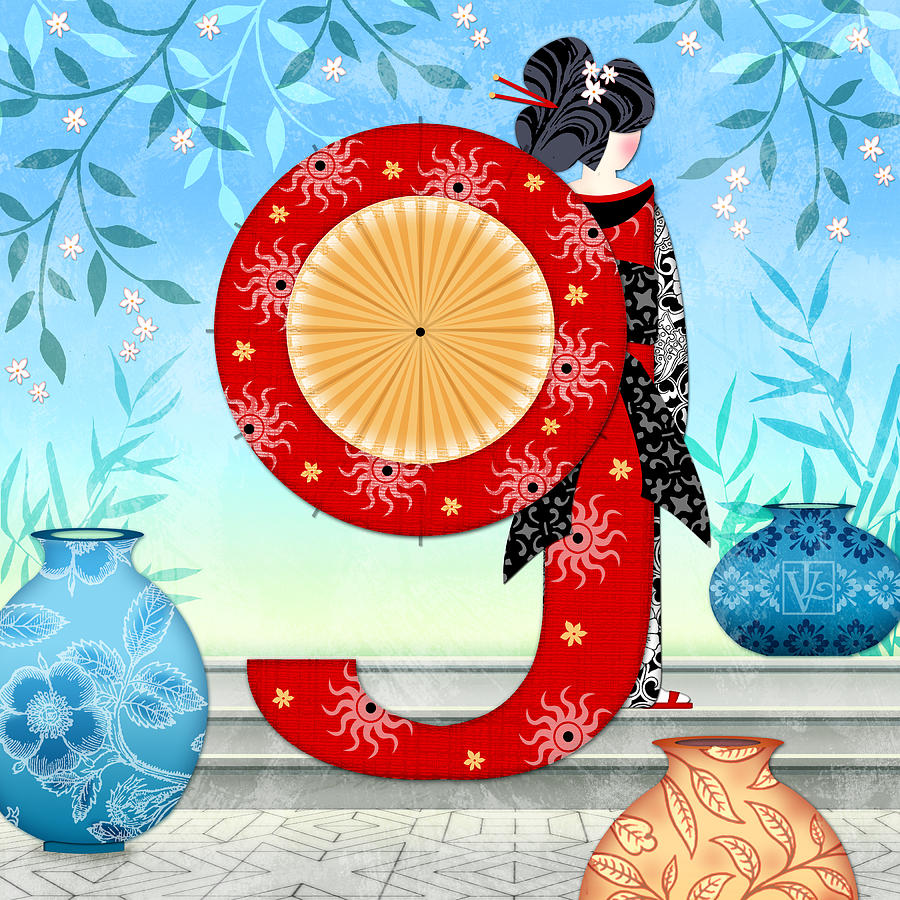 G is for Geisha Girl Digital Art by Valerie Drake Lesiak