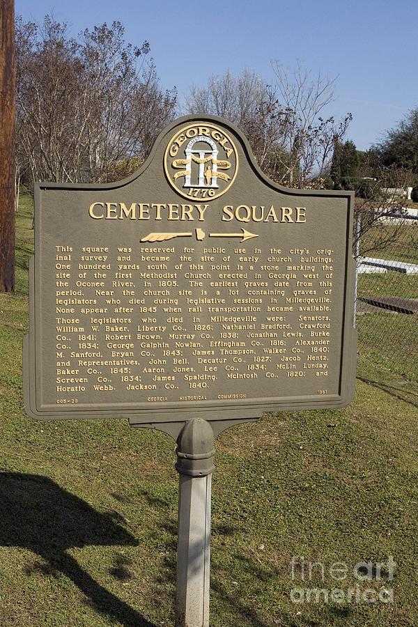 Sign Photograph - GA-005-28 Cemetery Square by Jason O Watson