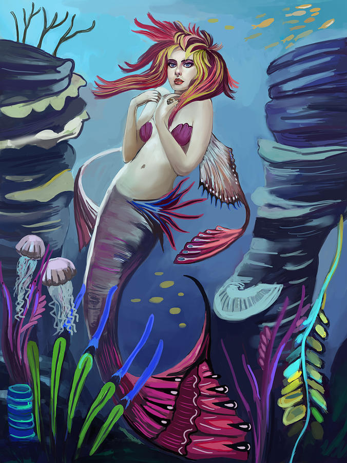 Gabriel the mermaid Digital Art by Bogdan Floridana Oana