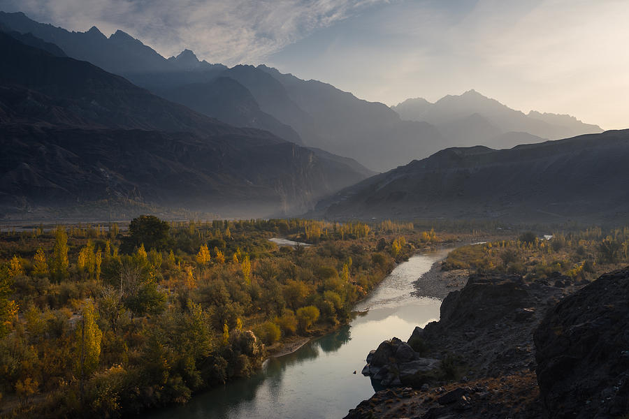 Gahkush valley in autumn in a morning sunrise, Ghizer district, Gilgit Baltistan, Pakistan Photograph by Punnawit Suwuttananun