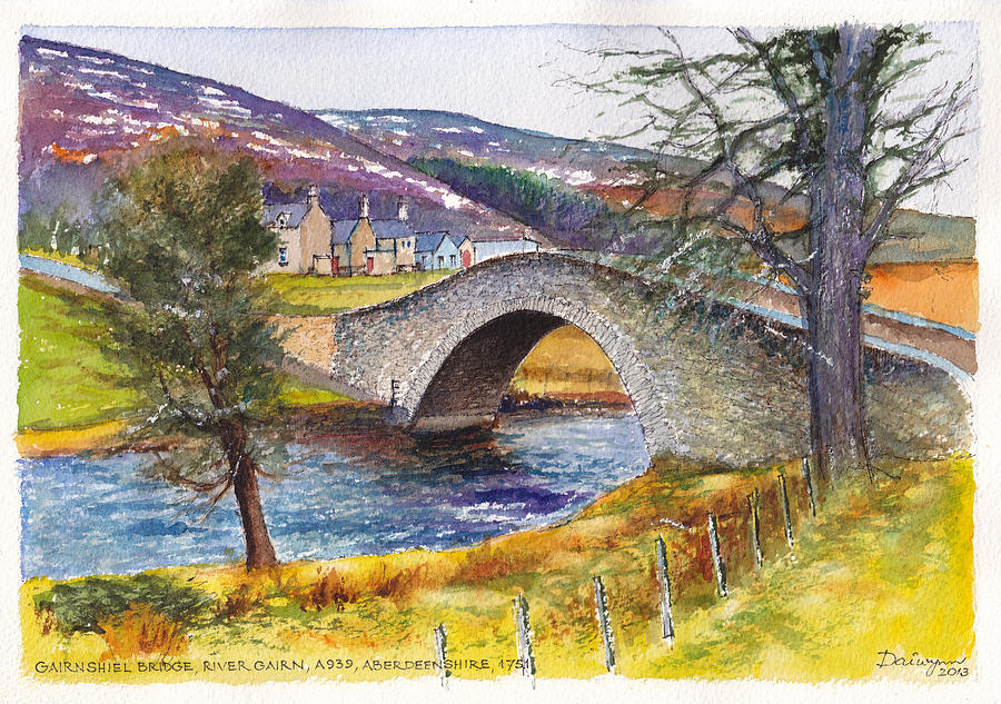 Gairnshiel Bridge over the River Gairn in Scotland Painting by Dai Wynn