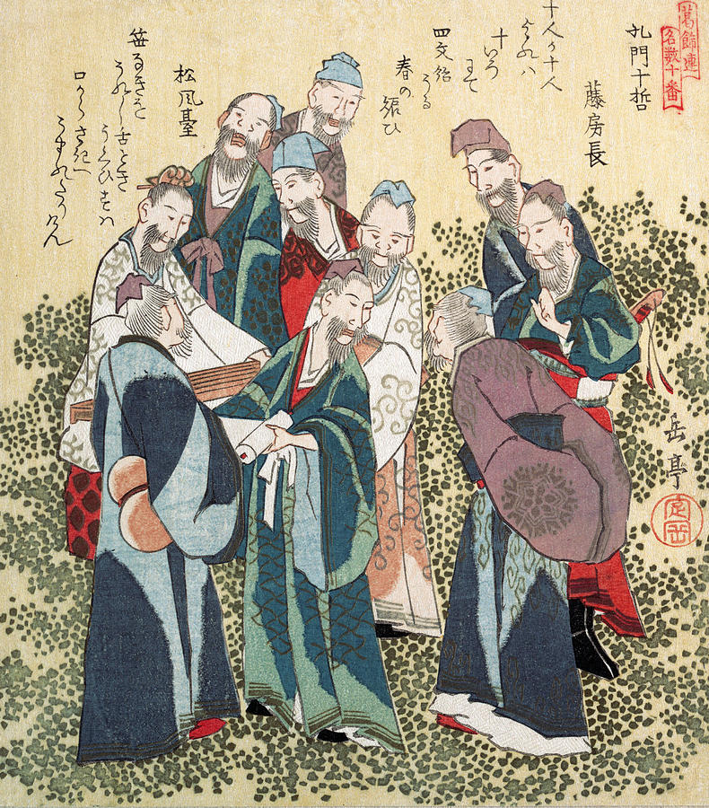 Gakutei Confucius Disciples, 19th Painting by Granger