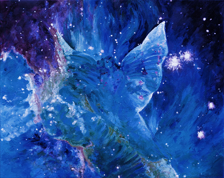 Space Digital Art - Galactic Angel - Midnight by Julie Turner