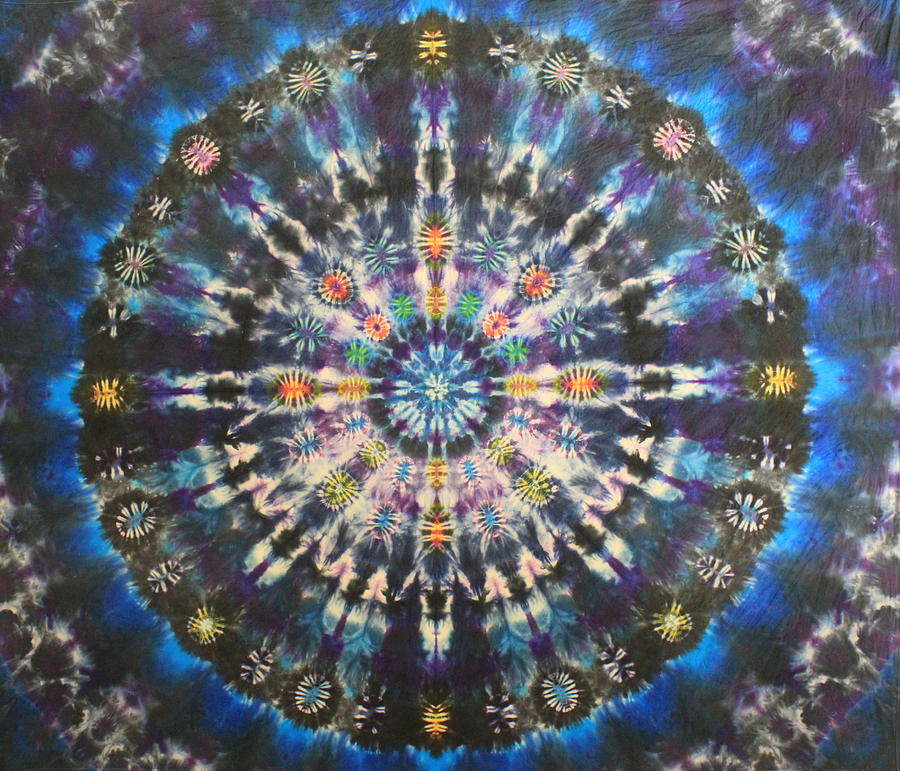 Tie Dye Mandala Tapestry - Textile - Galactic Kalaidascope by Courtenay Pollock