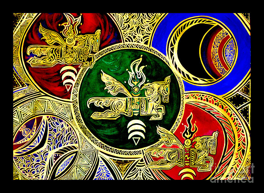 Mongolian Shamanism Painting - Galactic Windhorses by Susanne Still Mongolian Shamanism Painting - Galactic Windhorses by Susanne Still