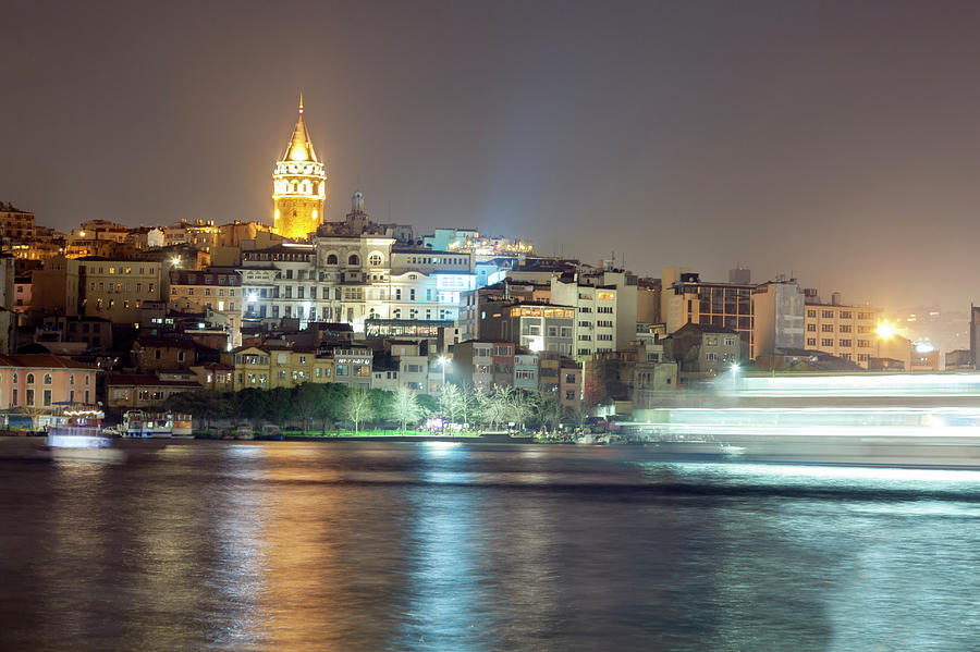 Galata Tower In Istanbul At Night Photograph by Jorge Duarte Estevao