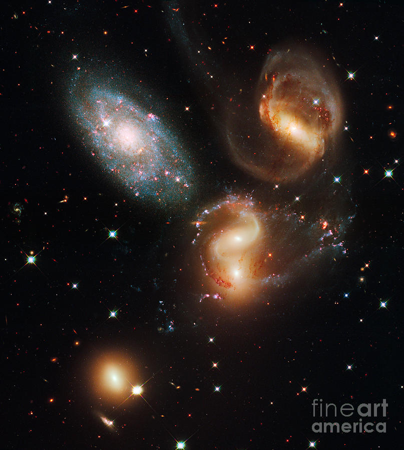 Galaxies Stephans Quintet Photograph by Science Source