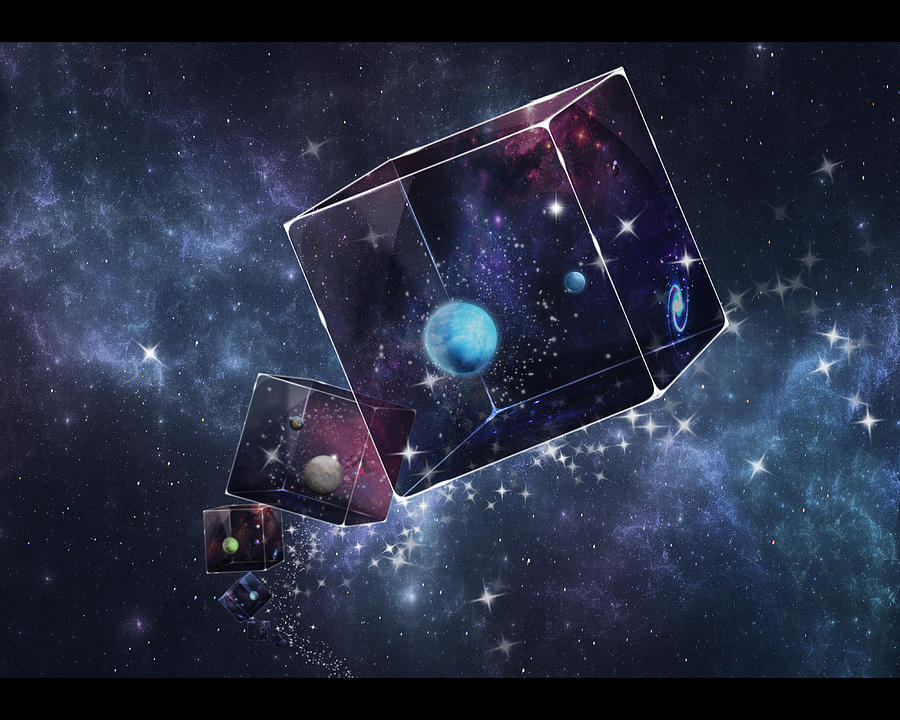 Space Digital Art - Galaxy Cube by Astrid Rieger