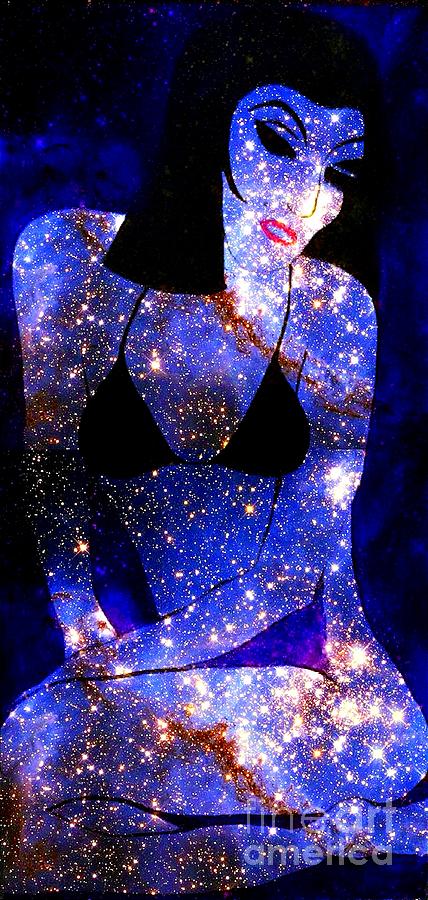 Galaxy Girl Dreaming in the Stars  2 Painting by Saundra Myles