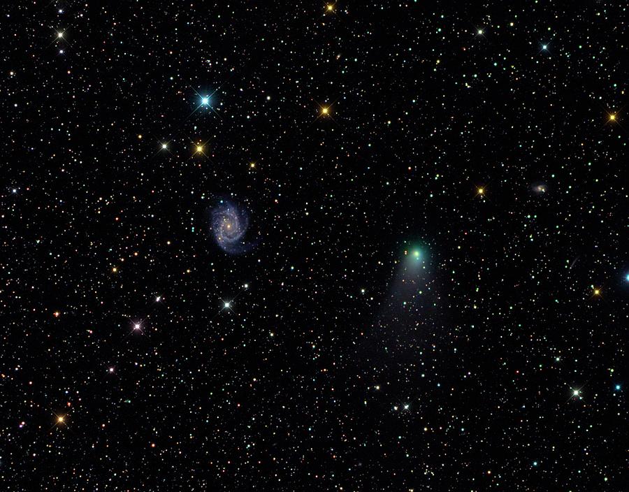 Space Photograph - Galaxy Ngc 2997 And Comet C2012 V2 by Damian Peach