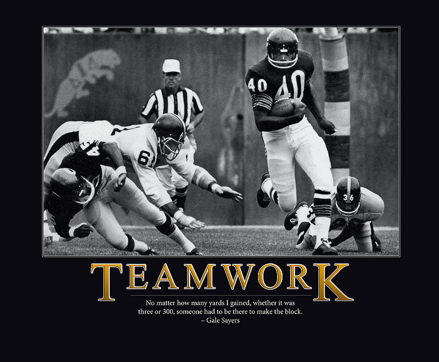 Vintage Photograph - Gale Sayers Teamwork by Retro Images Archive