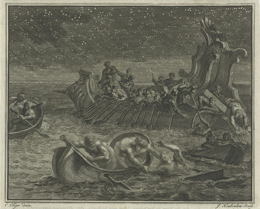 Galeischip Rescues Shipwrecked, Jacob Houbraken Drawing by Jacob ...