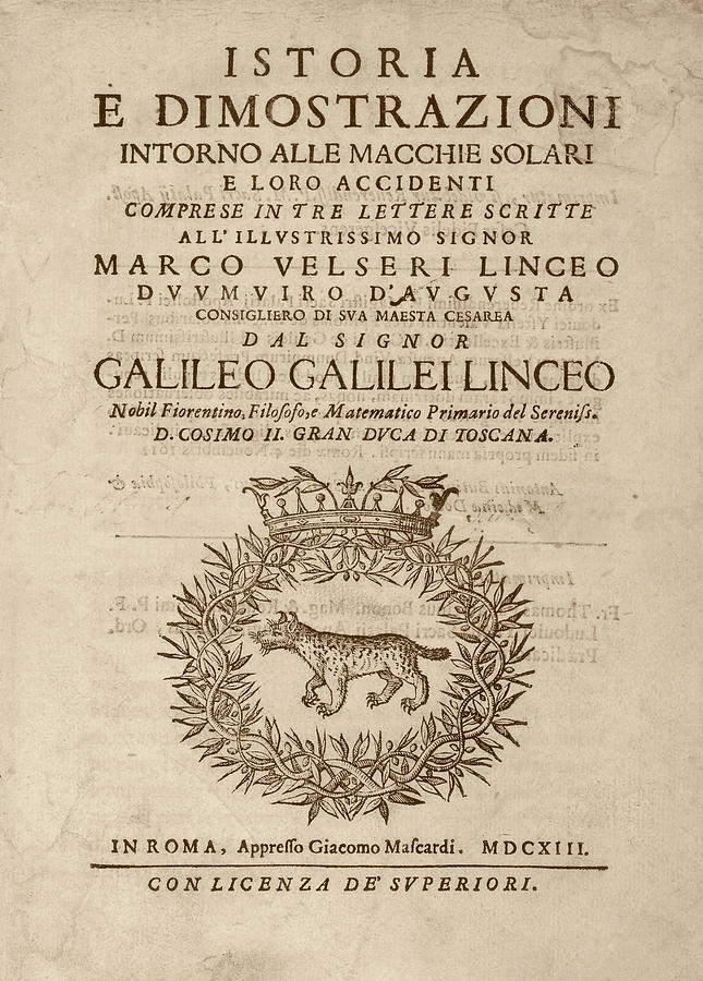 Galileo On Sunspots Photograph by Library Of Congress