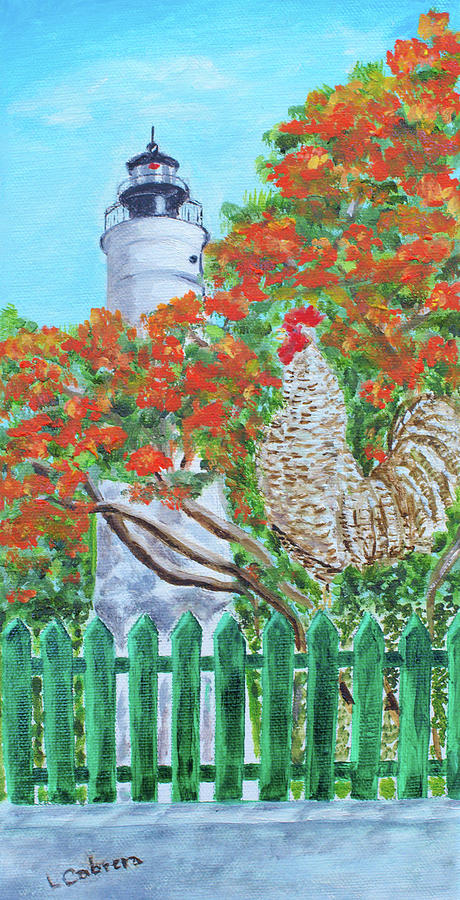 Gallo Pinto Rooster Painting by Linda Cabrera