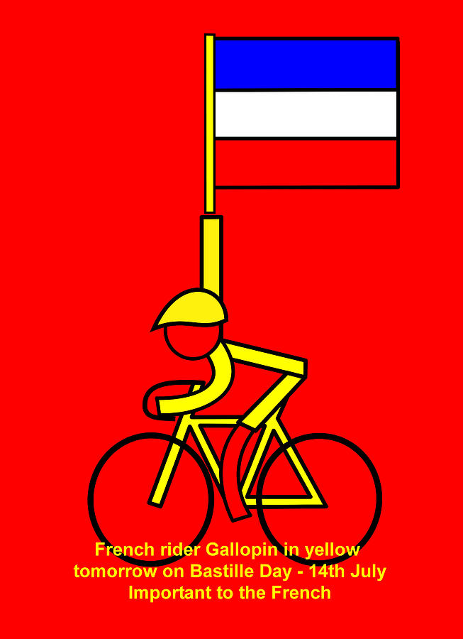 Gallopin in yellow tomorrow on Bastille Day Digital Art by Asbjorn Lonvig