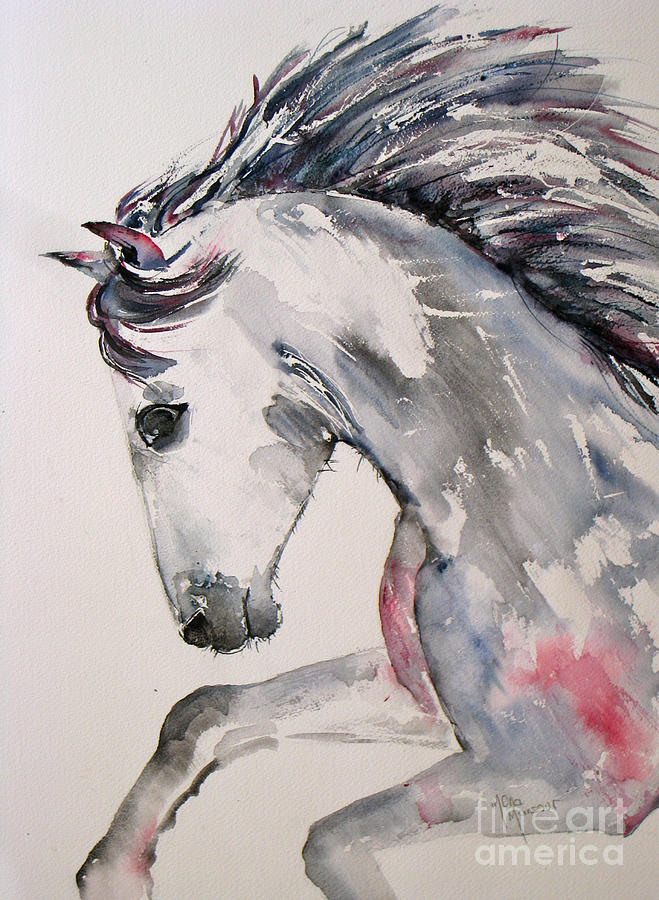 Horse Painting - Galloping horse by Mona Mansour Jandali