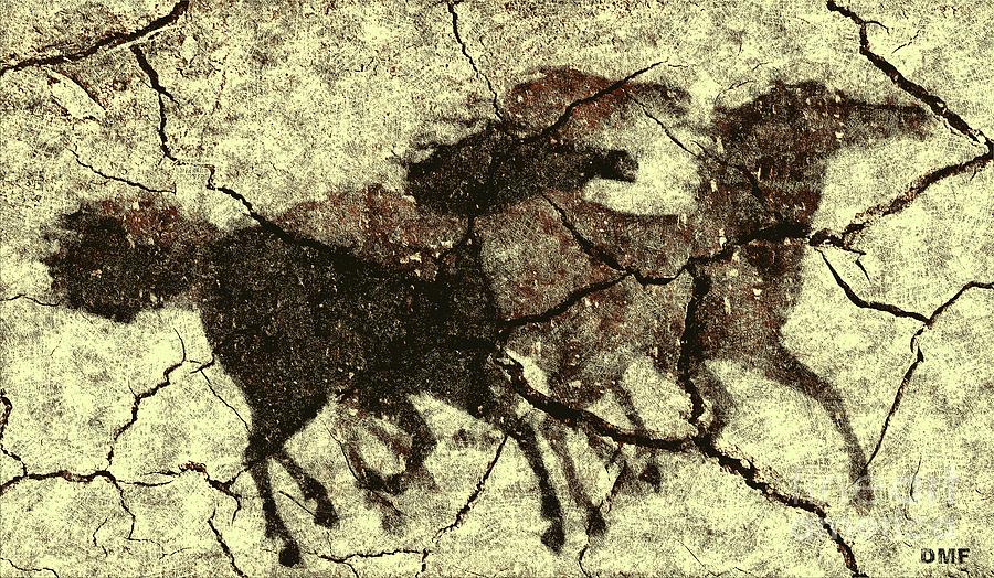 Prehistoric Digital Art - Galloping Horses by Dragica  Micki Fortuna