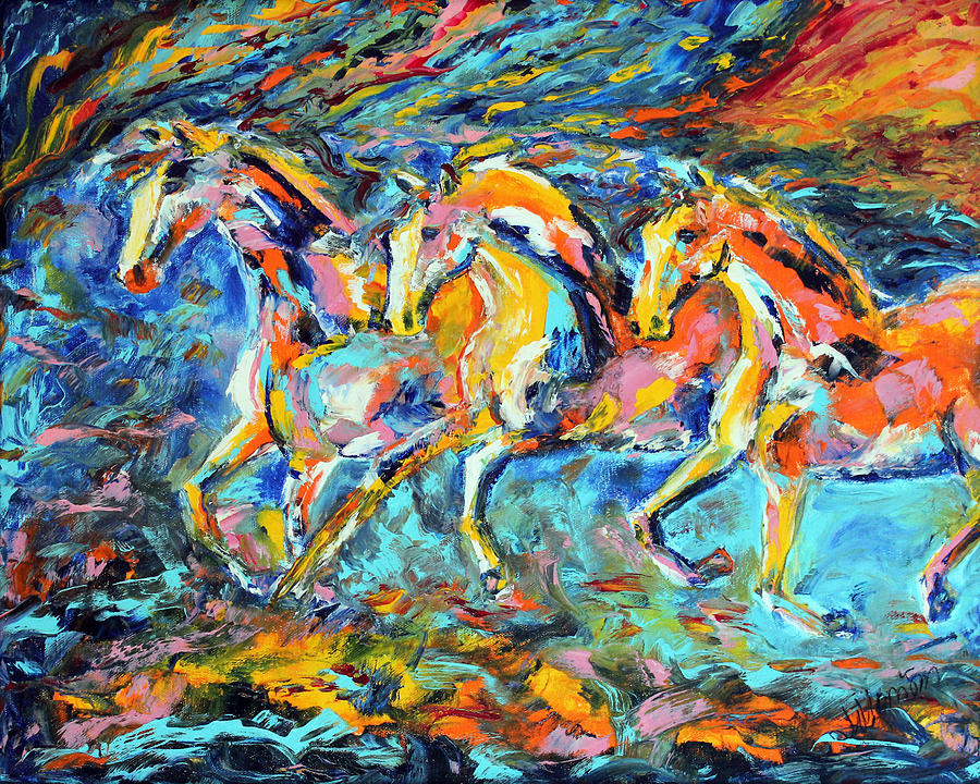 Galloping Sunset Painting by Jennifer Morrison Godshalk