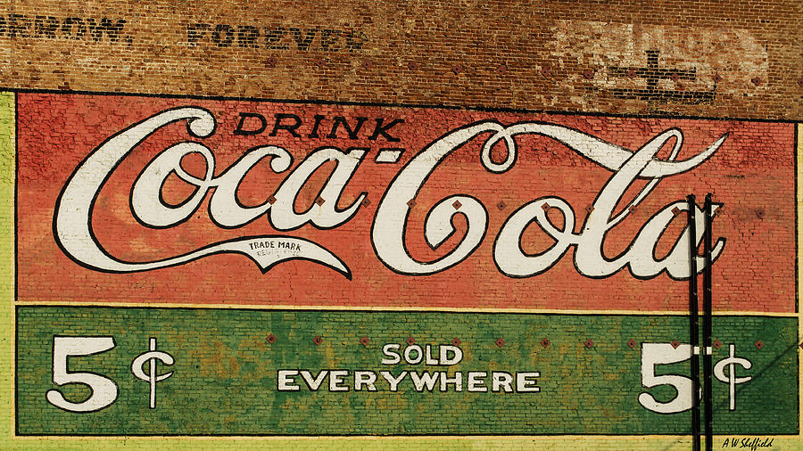 Sign Photograph - Galveston - Coca Cola by Allen Sheffield