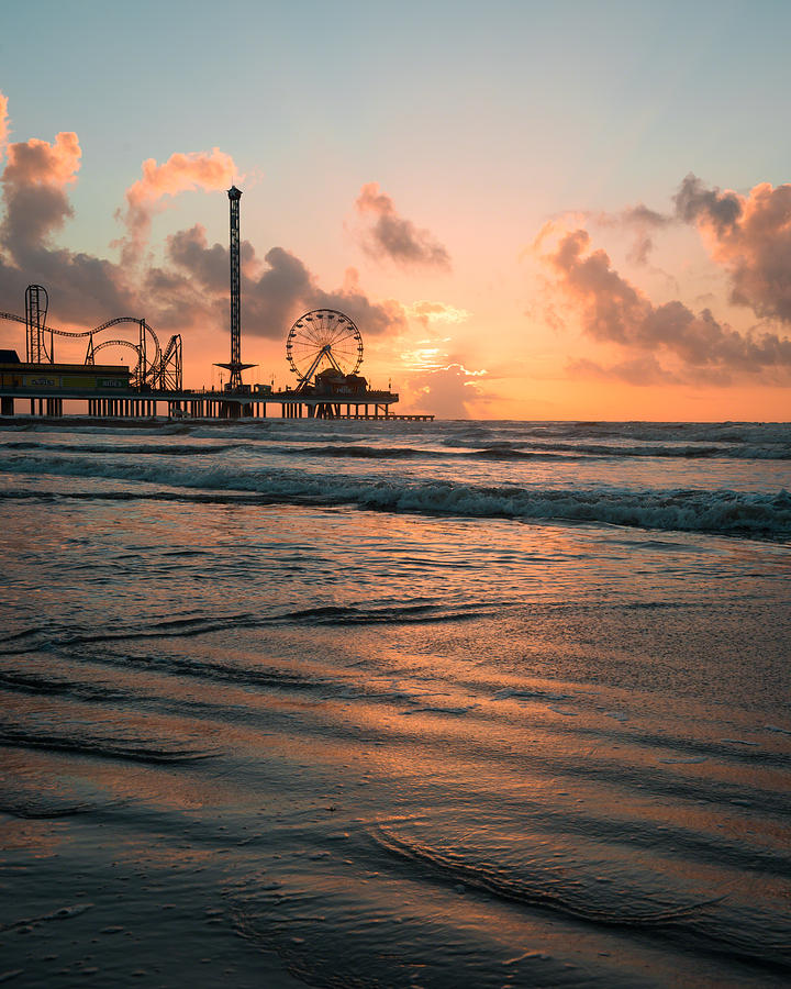 Galveston Pier Sunrise Photograph by Ray Devlin