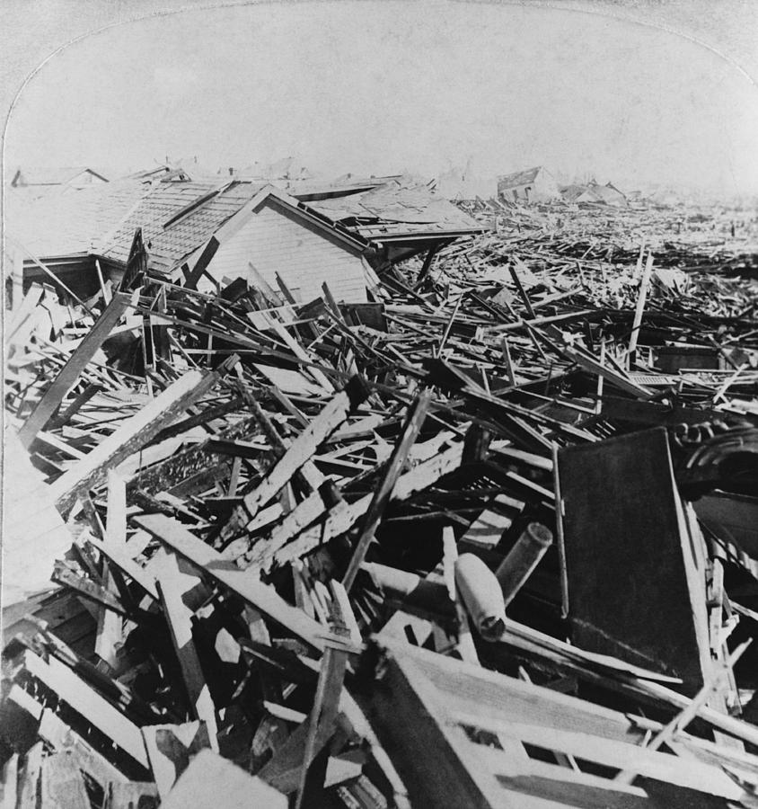 City Photograph - Galveston, Texas Hurricane Aftermath by M.e. Warren