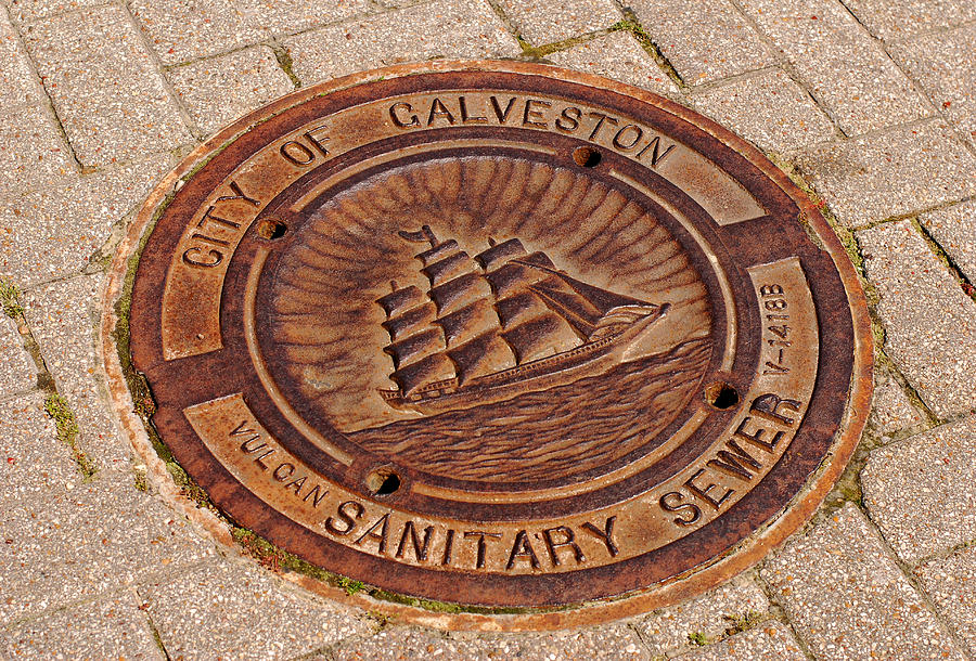 Galveston Texas Manhole Cover Photograph by Connie Fox